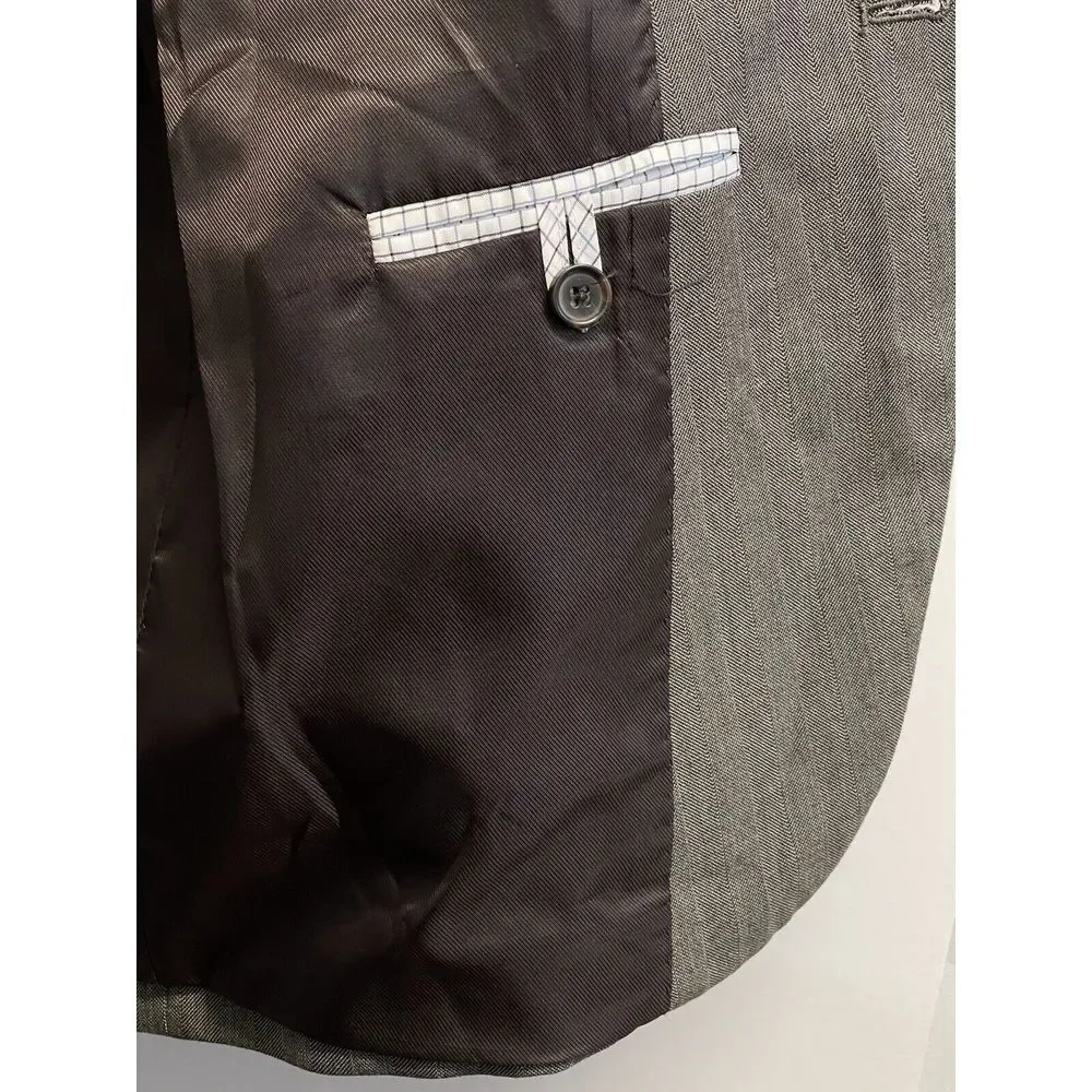 SADDLEBRED Men's Size 44L Sport Coat ‎ Blazer Suit Jacket Grey Brown Stripe